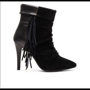 RAYE Jess Women's Black Booties  Suede Fringe Pull On Sz. 36 which is a 6